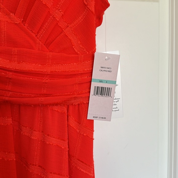 Host Pick 💕 Nanette Lepore size 8 Calypso Red V neck knee length dress. - Picture 7 of 14